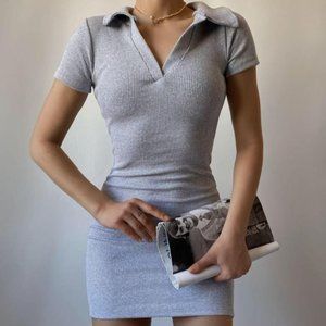 V-neck cotton mini dress